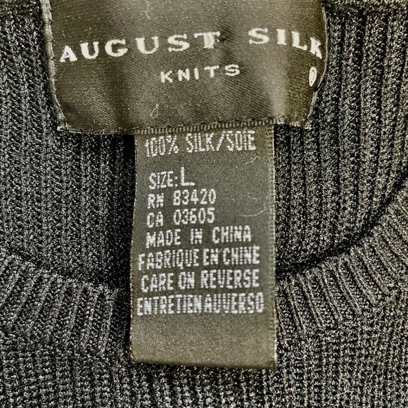 August Silk Knits Black Tank Sweater LARGE 100% Silk - Picture 7 of 8